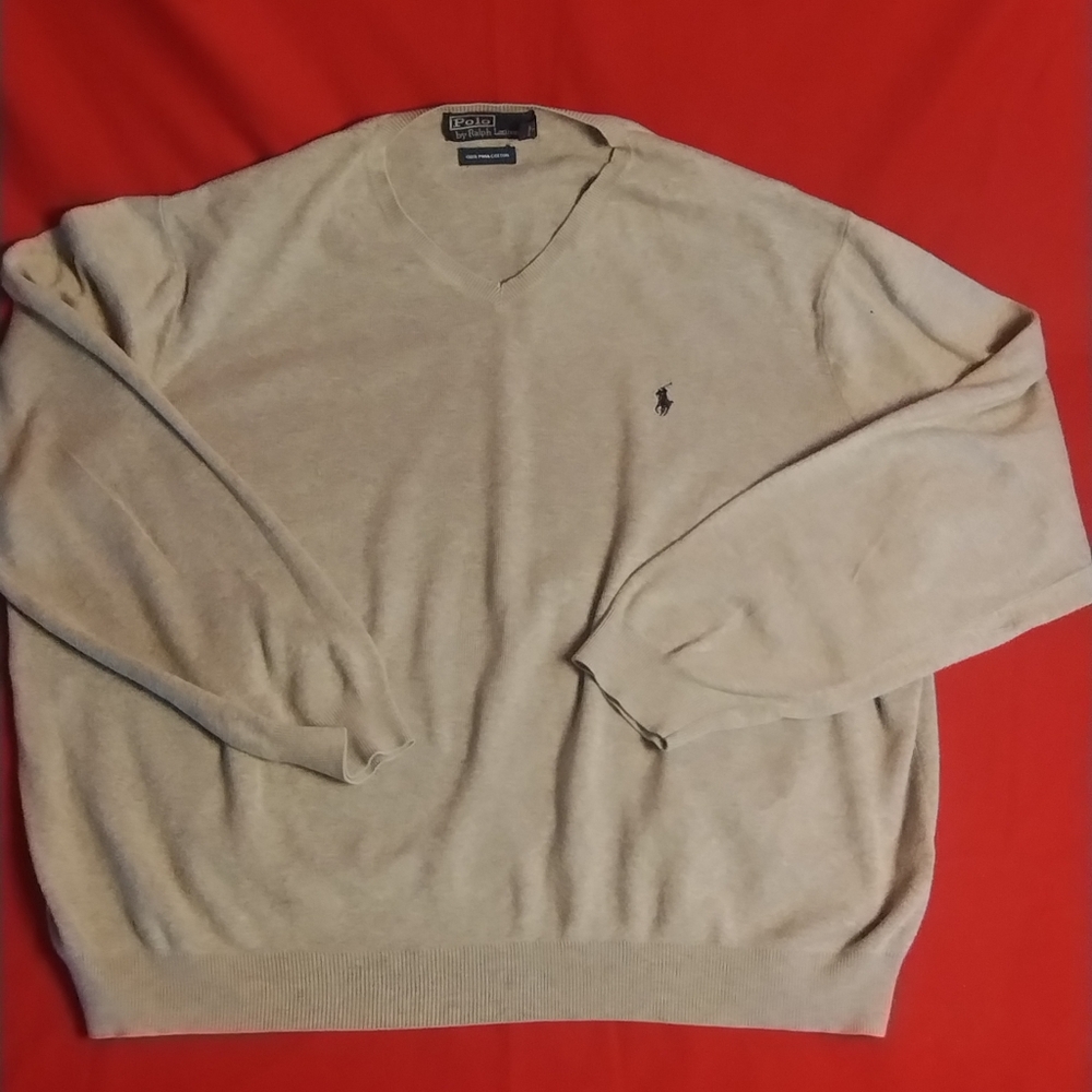 Ralph Lauren Men's Grey Crewneck Sweater - 100% Pima